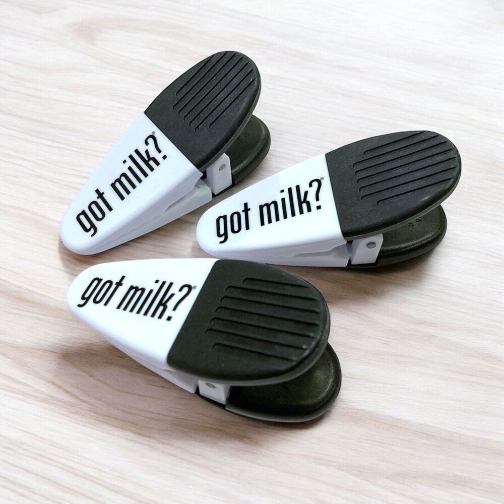 Set of 3 got milk? Bag Clips with Refrigerator Magnet New